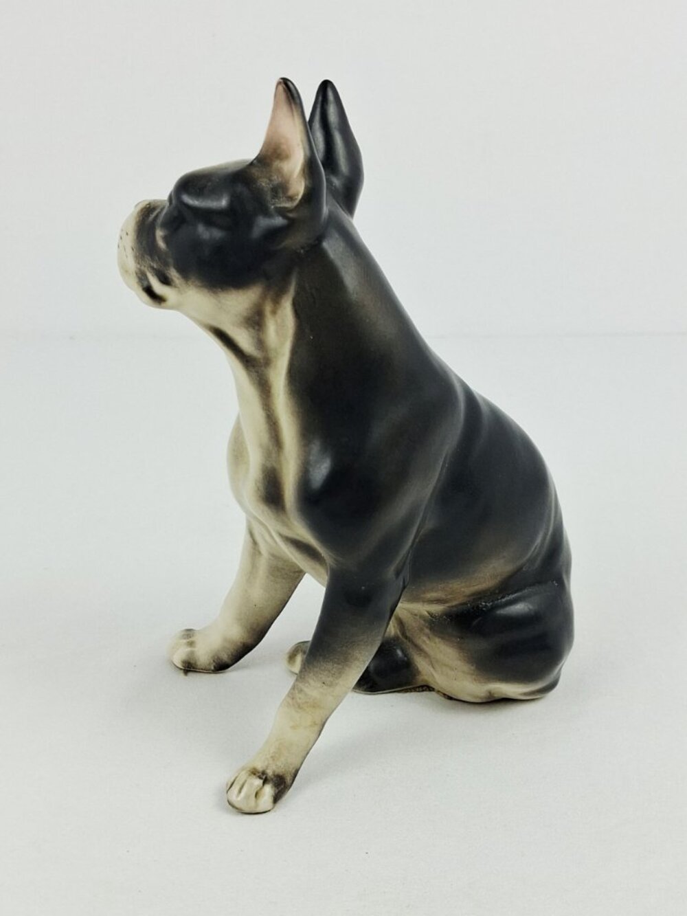 VTG Enesco Boston Terrier Dog Ceramic Figurine Black & White Gloss Finish 6.25" - Picture 3 of 12